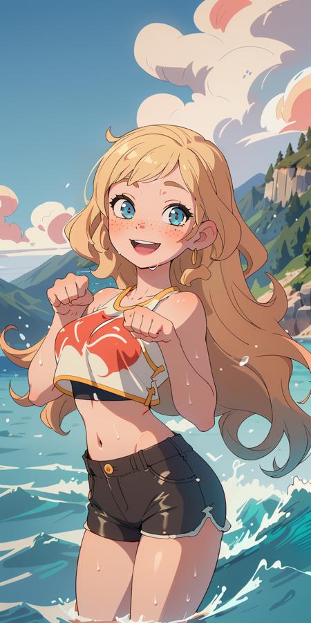 00661-1849363621-(masterpiece, best quality), 1girl, upper body, paw pose, smile, laughing, happy, ocean, crop top, shorts, blonde, freckles, blu.png